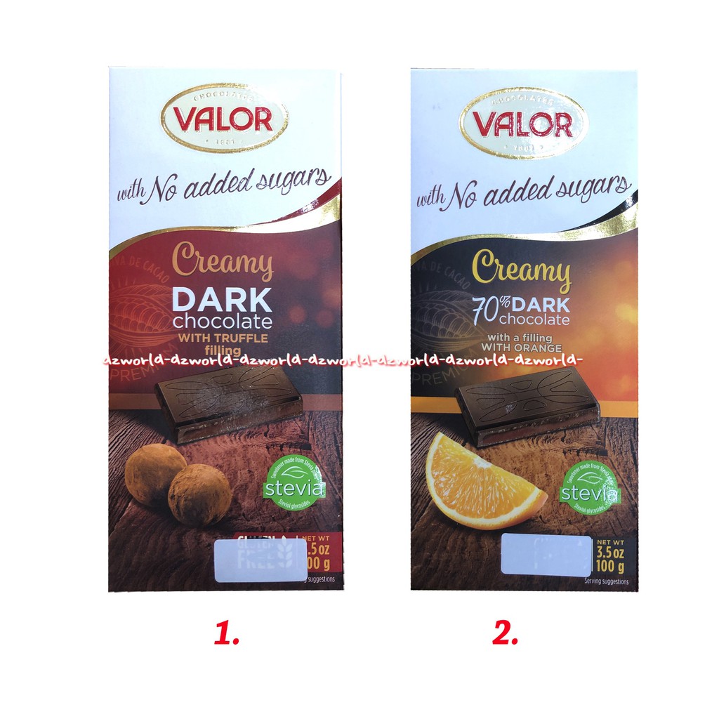 Valor No Added Sugars Creamy 70% Dark Chocolate 100gr Vallor Vallor Coklat Tanpa Gula Sugar Free Falor