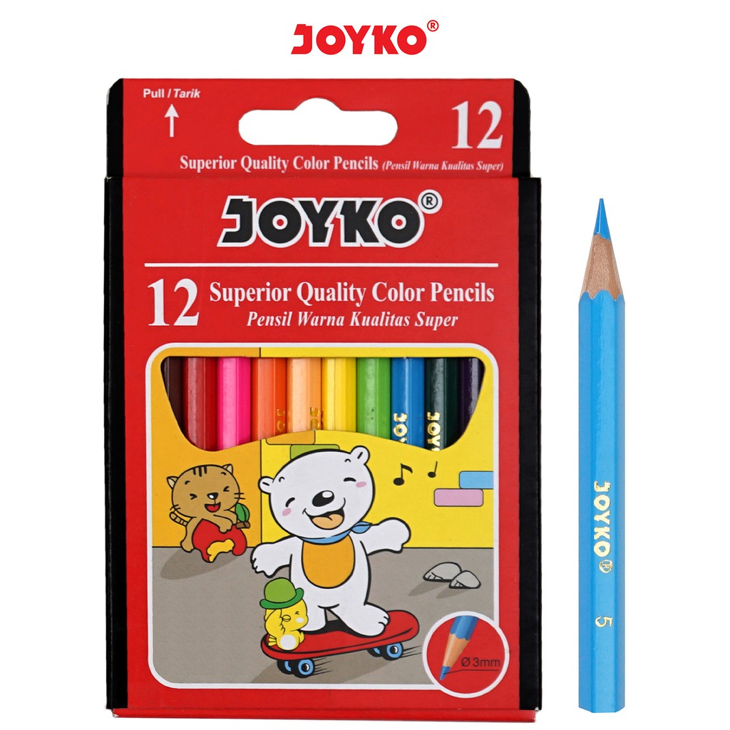 

Nokida Pensil Warna Joyko CP-12S [12 Warna] Pendek / Colour Pencils Short / Pinsil Mewarnai Kecil