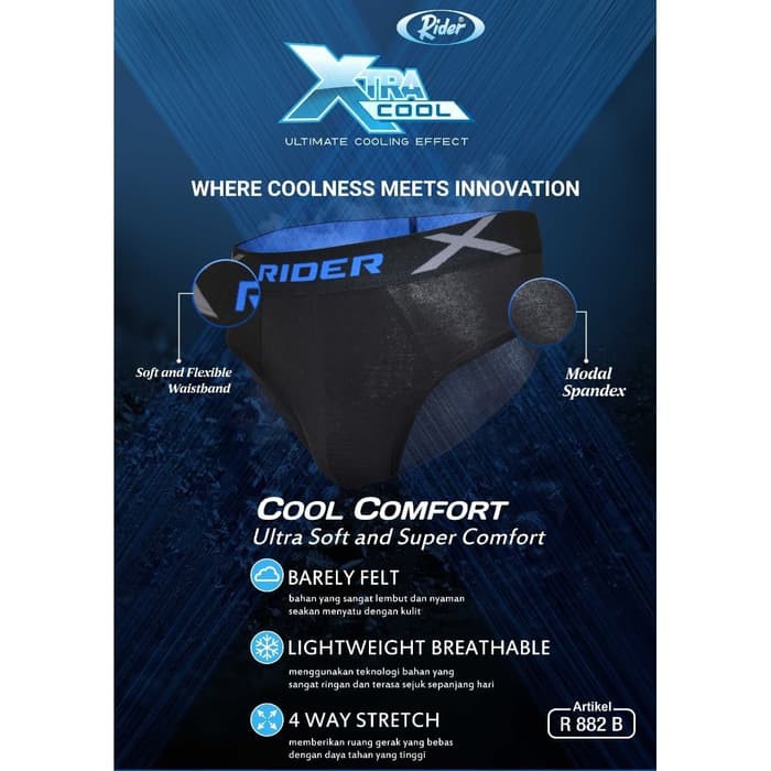 Rider Xtracool R882B Celana Dalam Pria Mini Brief Isi 3 Pcs