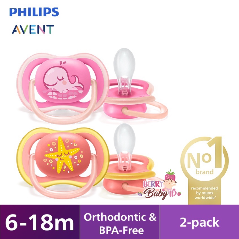 Philips Avent 2 Pcs Ultra Air Happy Empeng Bayi 6-18m Pacifier Soother Berry Mart