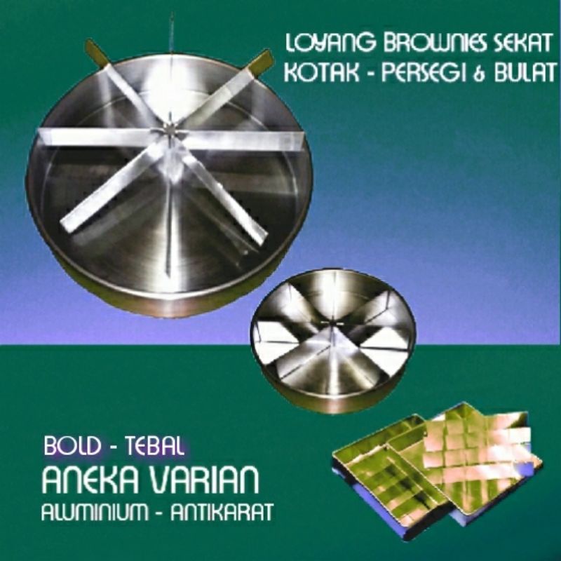 Loyang Brownies Sekat Uk.20x20, 24x24, 30x10/ Loyang Sekat 16, 25, 30, 36/ Loyang Bulat sekat 6,8