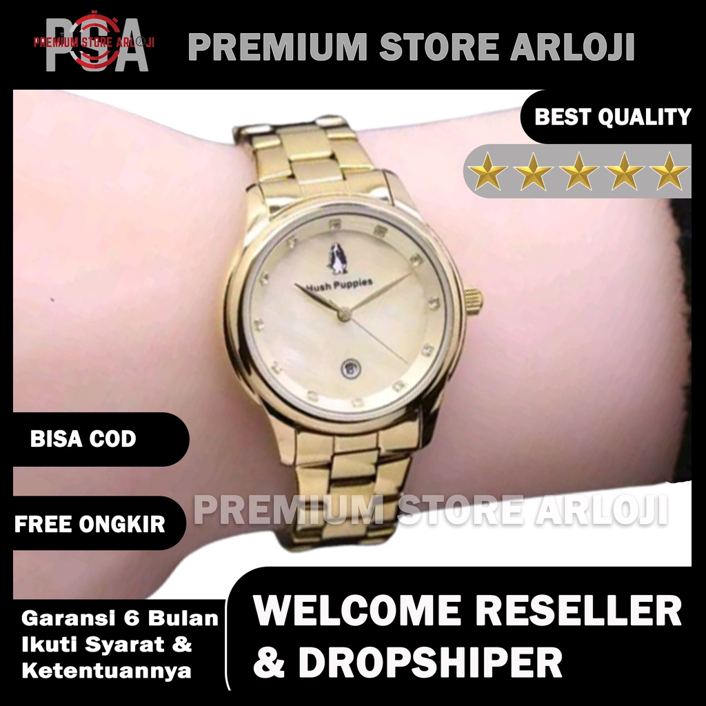 Grosiran Jam Tangan Wanita Hush Puppies 48685 ET Analog Tanggal Aktif Free Baterai (COD)