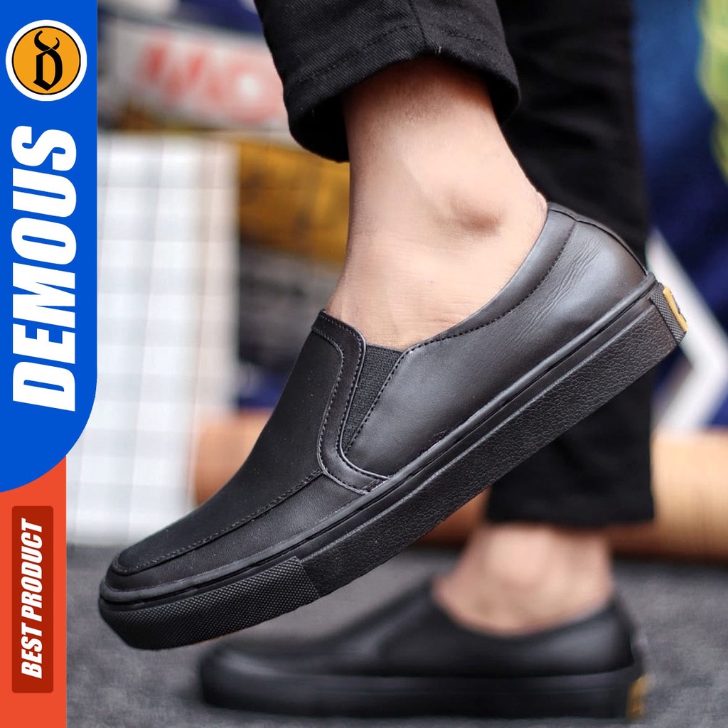 DEMOUS Morri - Sepatu Slip On Pria Casual Kulit Asli