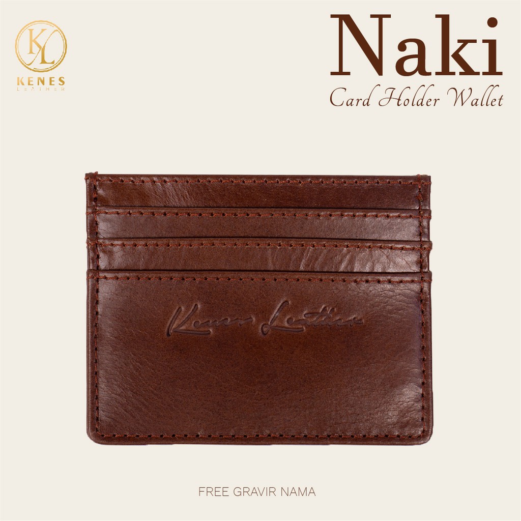 Kenes Leather Dompet Kartu Kulit Asli Premium Naki Pullup - Free Gravir Nama
