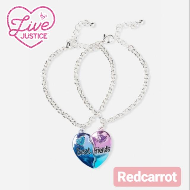 Gelang Anak Gelang Justice BFF Ombre Metallic Heart Bracelet