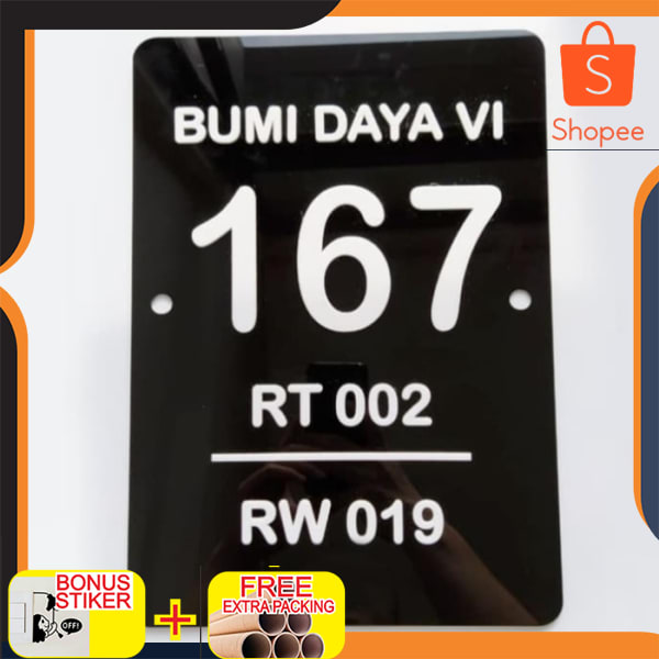 

nomor rumah acrylic TIMBUL & STIKER CUTING 20x30 cm - dasar putih STIKER CUTING Keren