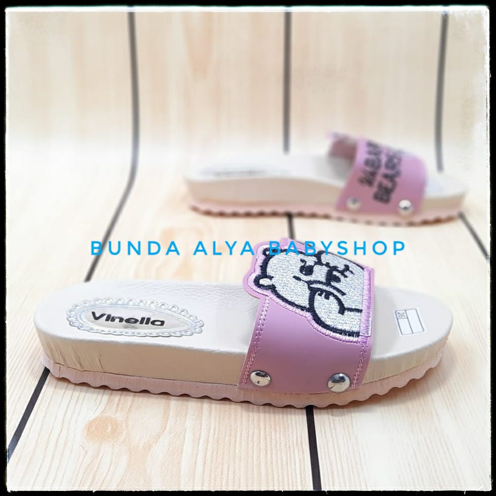 Sendal Anak Perempuan Usia 3 4 5 6 7 Tahun BEAR PINK SIze 26-35 - Sandal Anak Cewek FlipFlop