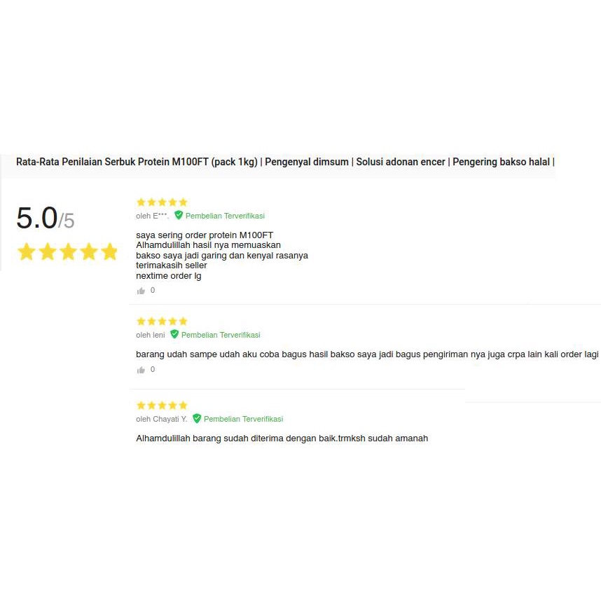 Serbuk Protein M100FT - Pengering Baso | Meningkatkan kekenyalan &amp; kepadatan bakso, sosis, otak-otak, dll | Pengering bakso (400g)