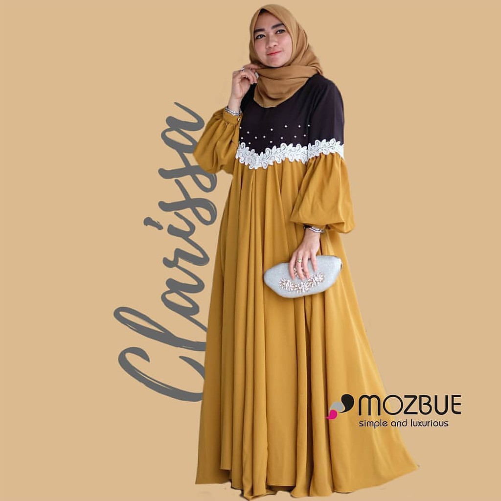 NEW CLARISSA MAXI MOSSCRAPE MIX MUTIARA Fashion Muslim Gamis Wanita Terbaru Gamis Murah Kekinian