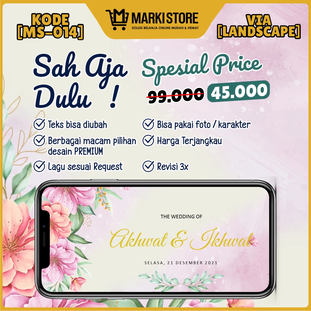 UNDANGAN DIGITAL PERNIKAHAN VIDEO MODERN ELEGAN ISLAMI JAWA MURAH WEDDING INVITATION KODE MS-014