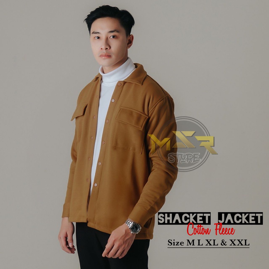 SHACKET JACKET PRIA FLEECE COTTON SIZE M L XL XXL Shacket Jacket Pleece Jaket Pria Ukuran Besar Jumb