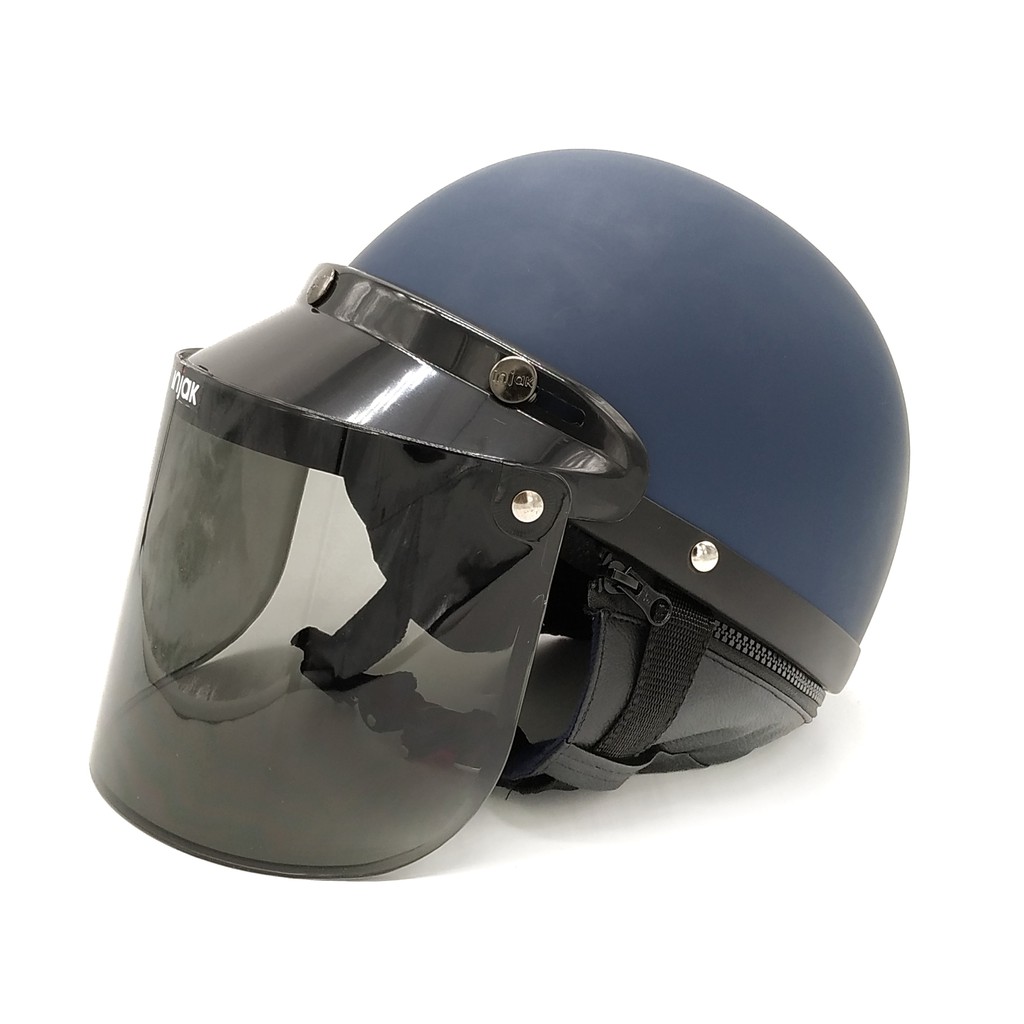 Helm Chips Premium + Kaca Flat Injak (Helm Retro/Helm Chip/Helm Vespa/Helm Classic/Helm Bogo)