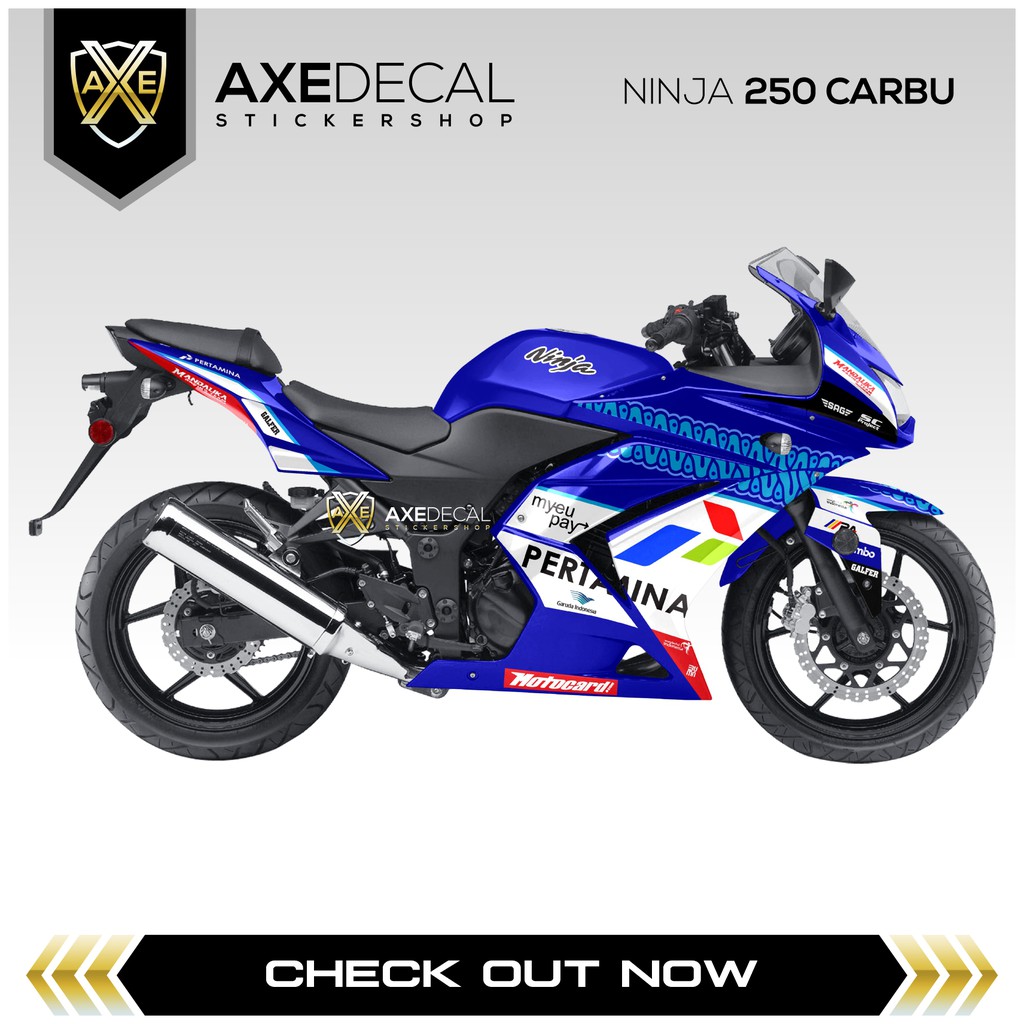 Decal Striping Ninja Karbu Mandalika / Stiker Motor Kawasaki Ninja 250 Carbu Pertamina