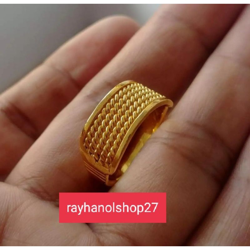 Cincin ulir bambu lapis emas 24k sepuhan terbaru
