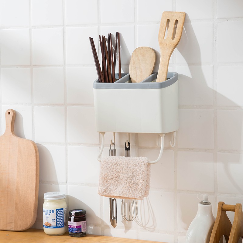 Smartchoice Rak Dapur Serbaguna  Kotak Penyimpanan Multifungsi Alat Makan Model Tempel Dinding