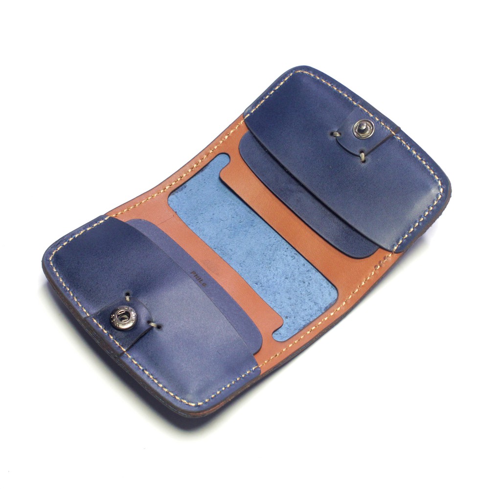 dompet kartu kulit asli model dua warna card wallet kancing - PHWL937