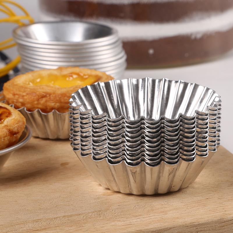 Reusable Nonstick Ripple Egg Tart Muffin Pastry Cupcake5/10Pcs Paduan Aluminium Cetakan Menara Telur Pineapple Crisp Mold