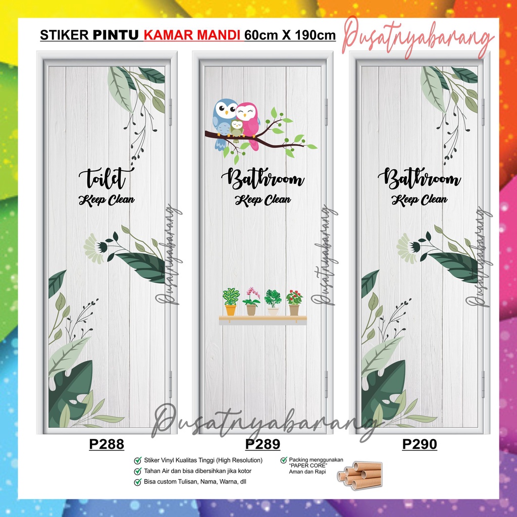 STICKER PINTU KAMAR MANDI MINIMALIS AESTHETIC