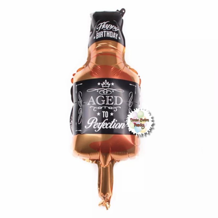 Balon Foil Happy Birthday Botol / Botol Whiskey Age to Perfection Mini