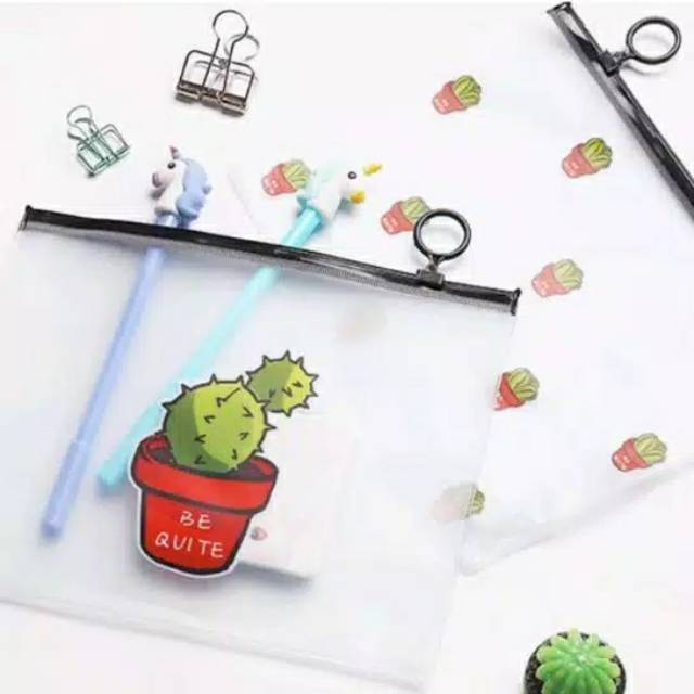 

Zipper bag Kotak pensil transparan kaktus