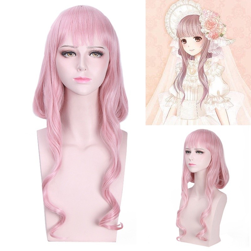 LOL-127 wig rambut palsu cosplay love nikki wedding pink