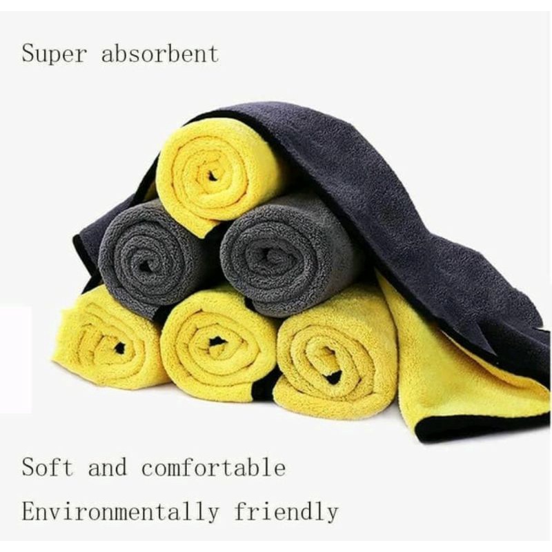 Kain Lap Mobil Microfiber 30x30 Warna kuning Abu Car cloth Universal Serba Bisa-4