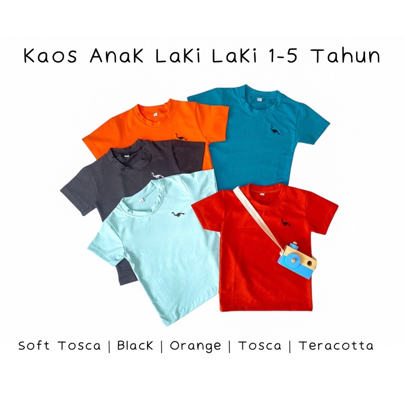 Kaos Anak Laki Laki Cowo 1 2 3 4 5 Tahun Baju Anak Kaos Polo Anak T-shirt Anak Atasan Lengan Pendek Anak Laki Laki Motif Dinosaurus