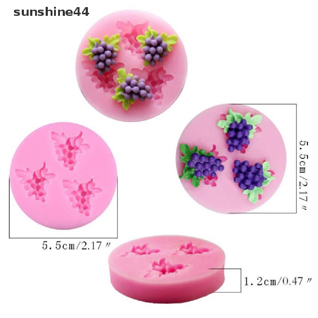 Sunshine 1Pc Cetakan Silikon Bentuk Buah Strawberry Tiga Lubang Untuk Fondant Kue