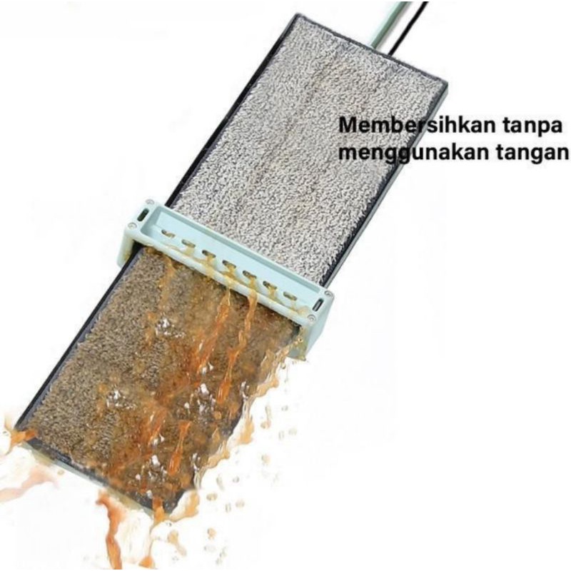 pel gagang panjang flat mop tarik dorong otomatis 360 derajat