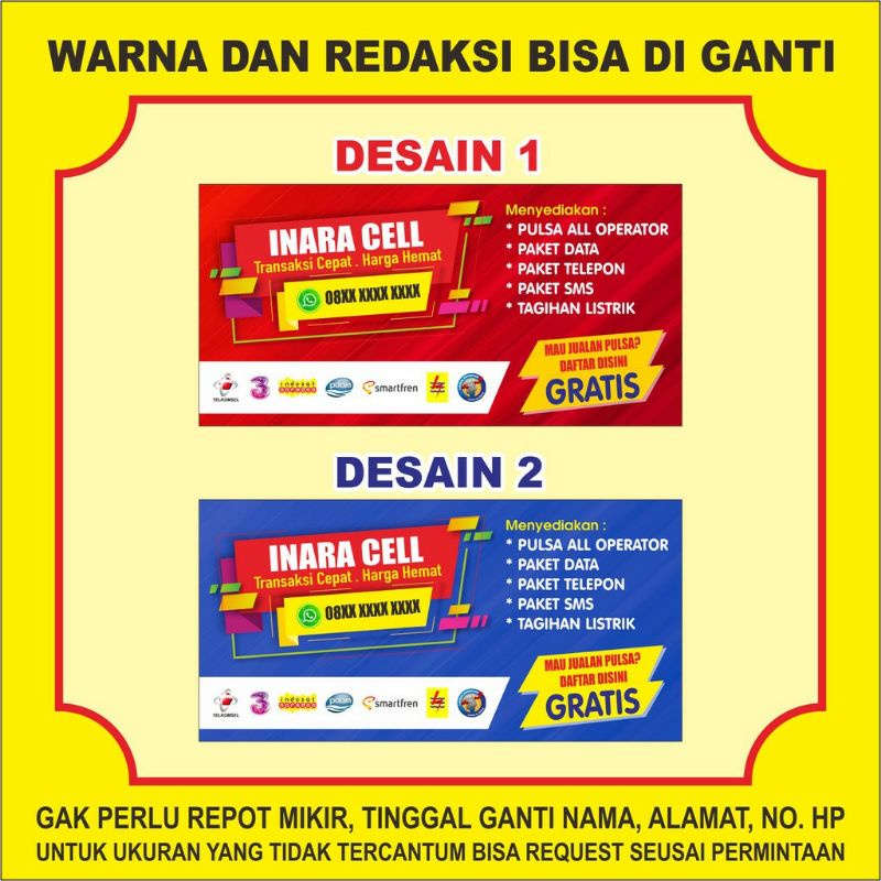 BANNER USAHA COUNTER PULSA | PEMBAYARAN LISTRIK | PDAM | DLL uk 2x1