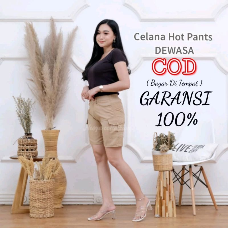 Celana Hotpant cargo cewek korean style// celana pendek wanita kekinian