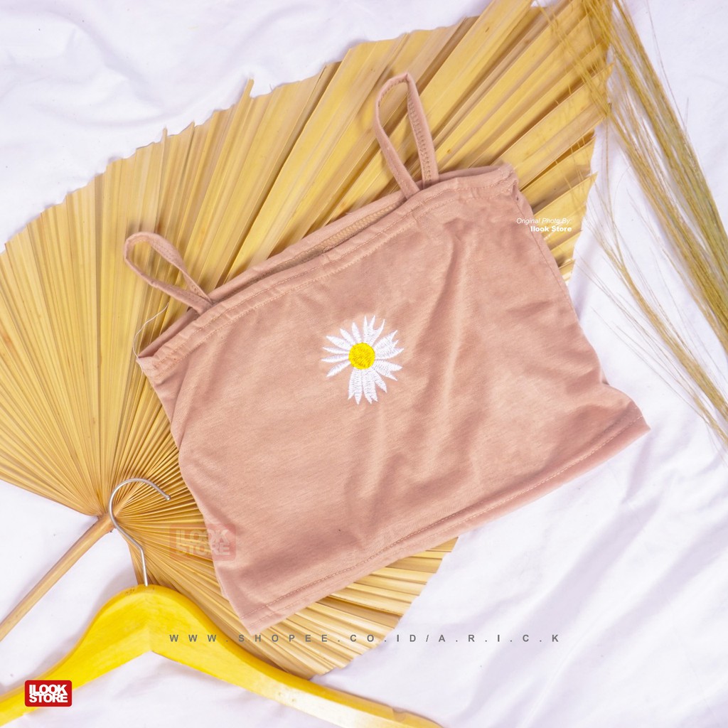 Tanktop daisy - tank top wanita - tank top crop - pakaian dalam - bordir-TT Daisy >< Coksu