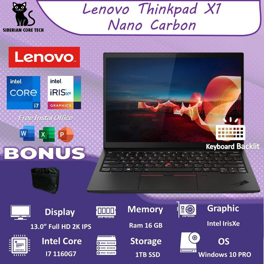 LENOVO THINKPAD X1 NANO CARBON I7 1160G7 16GB 1TSSD W10PRO 13.0FHD 2K IPS