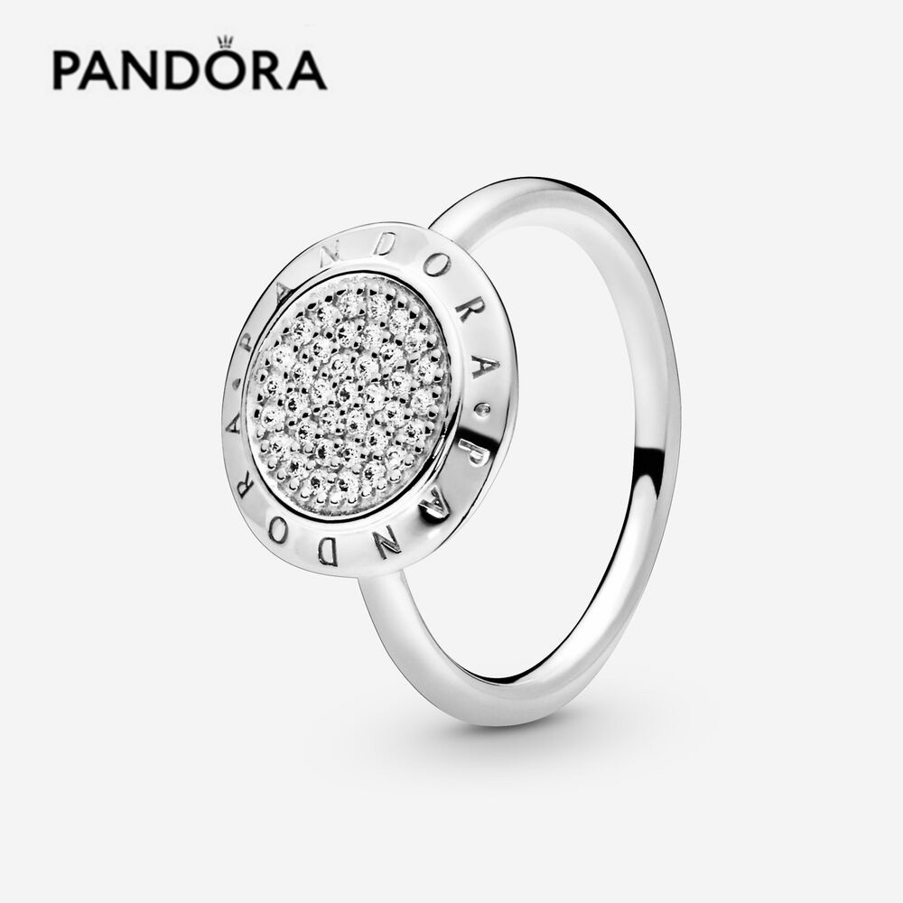 Pandora Cincin 925 Silver Logo Pav Aksen Berlian Kubik Zirconia Untuk Wanita