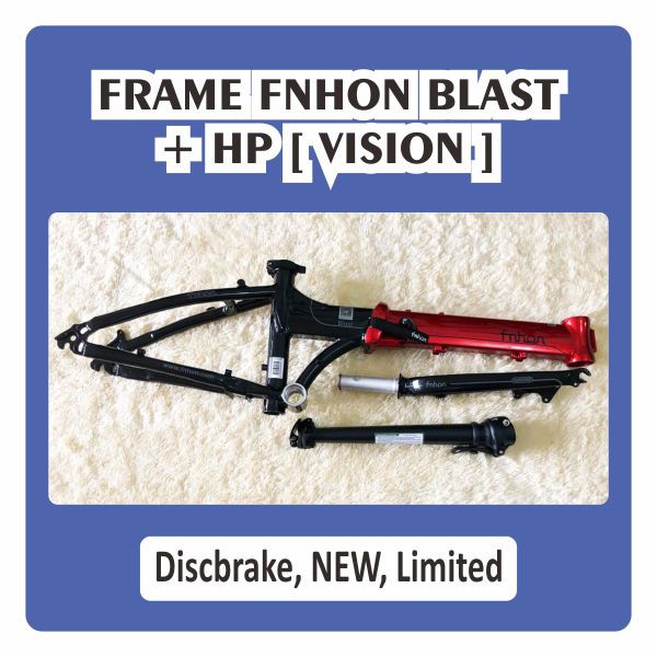 Frame & HP Fnhon Blast Vision Discbrake 20 inch Merah Hitam Aluminium Folding Bike Handlepost Handle