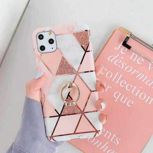 Marble Geometric Chrome Case Casing Iphone XR 11 Pro Samsung Note 9 10