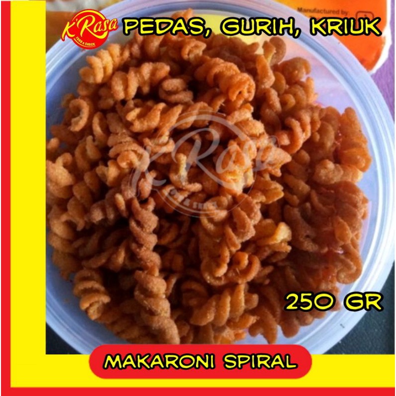 

Makaroni spiral pedas 250 gr makaroni ulir/ untir pedas, enak,gurih dan renyah
