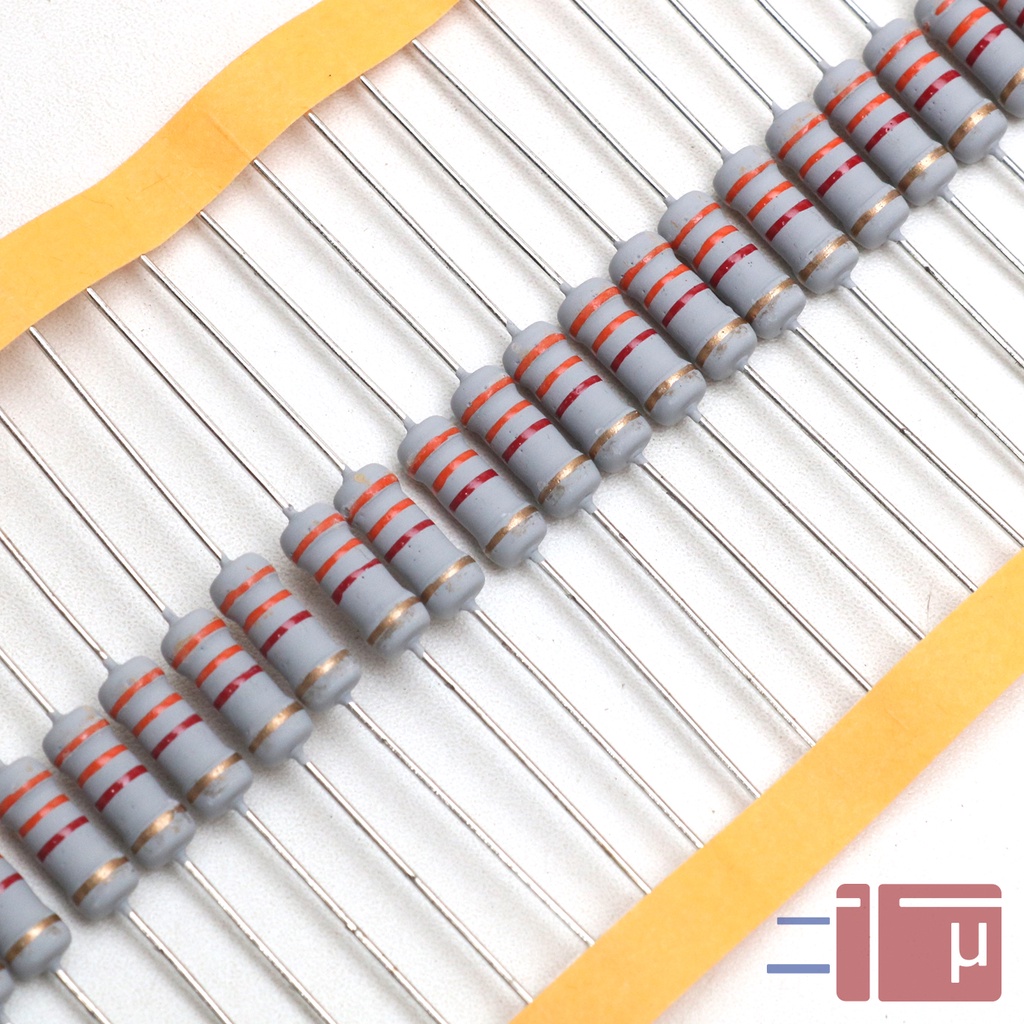 x10 Resistor 3K3 3.3K 1W Metal Oxide 5% Taiwan Kaki Tembaga