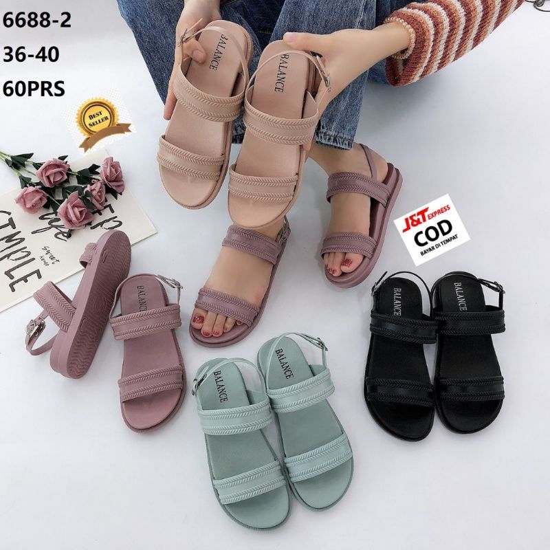 SANDAL WANITA JELLY IMPOR TALI BELAKANG (SQUID BEE) 6688
