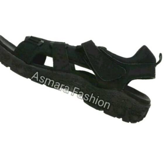 QKC Spotec Original Legendary Healthy Sandal Hiking Gunung Tracking - Sandy Full Black 