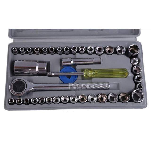 Aiwa Kunci Pas 40 Pcs Multipurpose Combination Socket Wrench Set with 1/4 Ratchet Handle