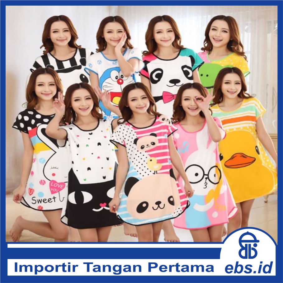 𝐄𝐁𝐒 ✅ PW061 Part 2 Baju Tidur Wanita Piyama Motif Kartun Lucu Pakaian Wanita Daster Variasi Import