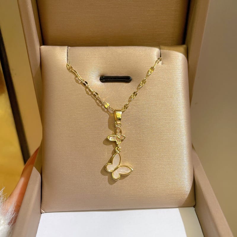 [ Bayar Ditempat ] Kalung Titanium Original Rantai Rose Gold  45 Cm / Accesories Wanita Kalung Lapis Emas 18K Rose Gold / Kalung Titanium Import