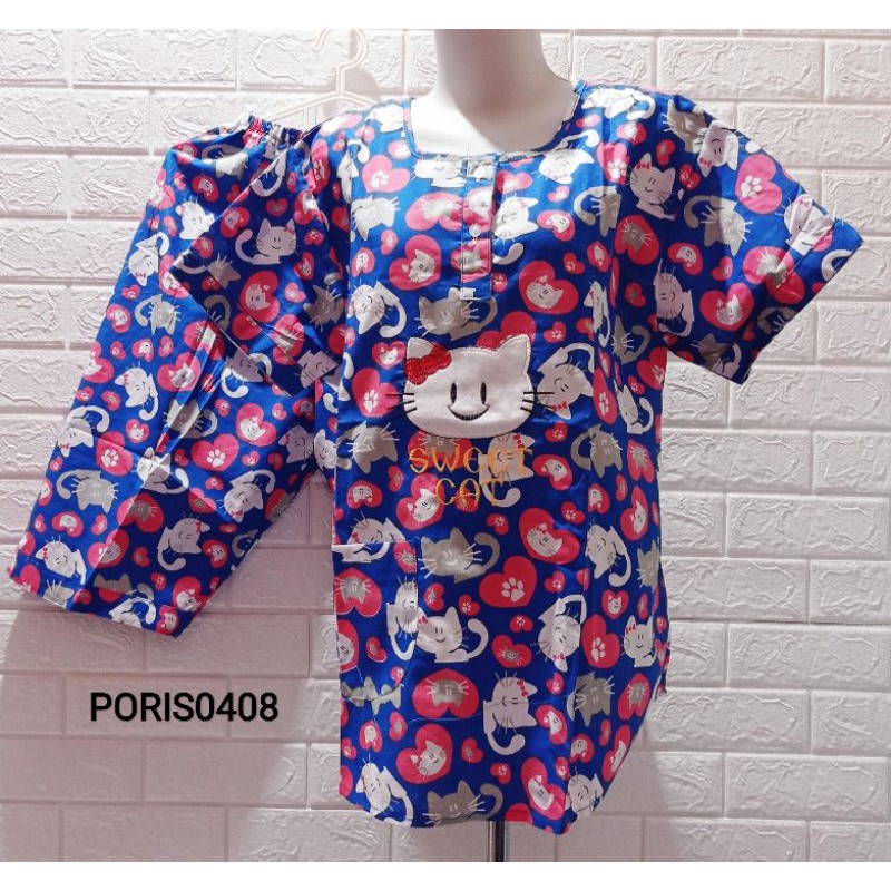 Baju Tidur Piyama HOKI Celana 3/4 Katun Wanita (Love cat 1)