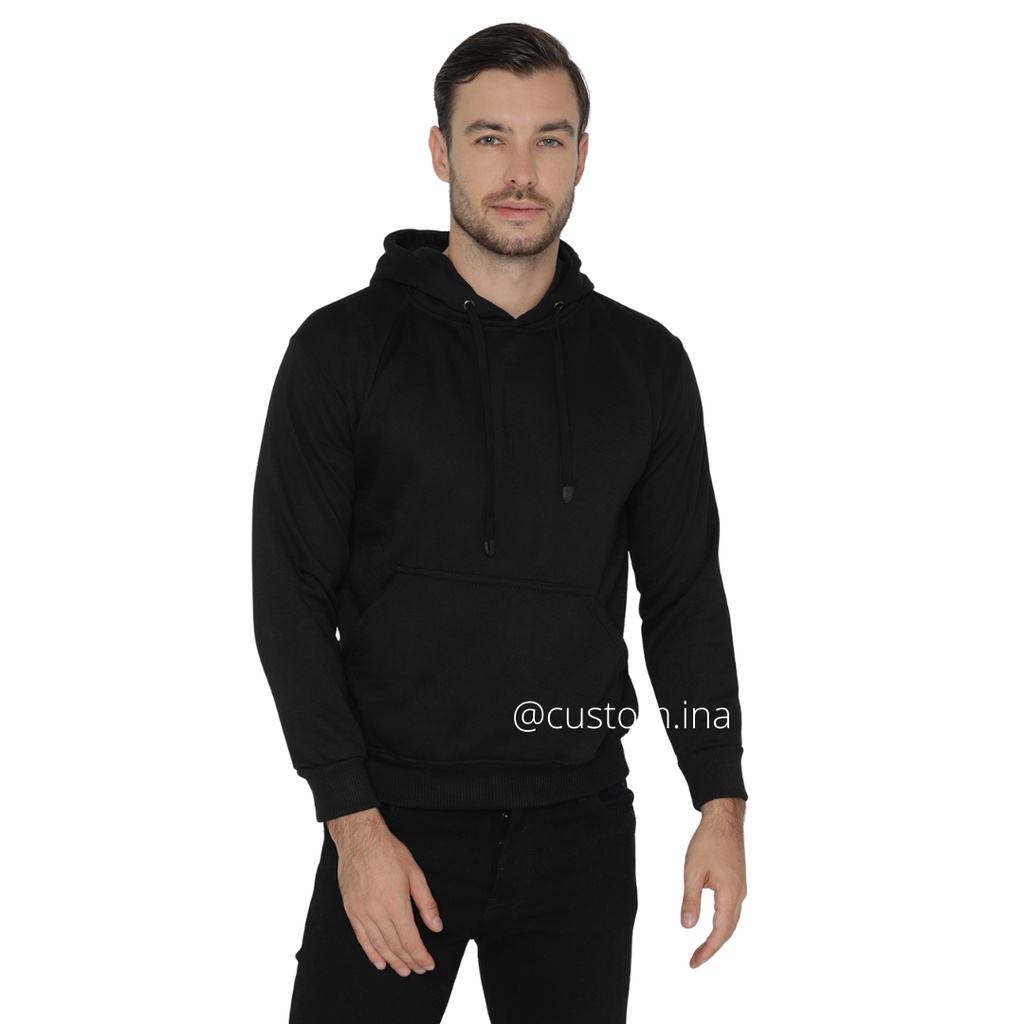 Hoodie Jumper Polos Hitam Pria Wanita Size M - XXXL