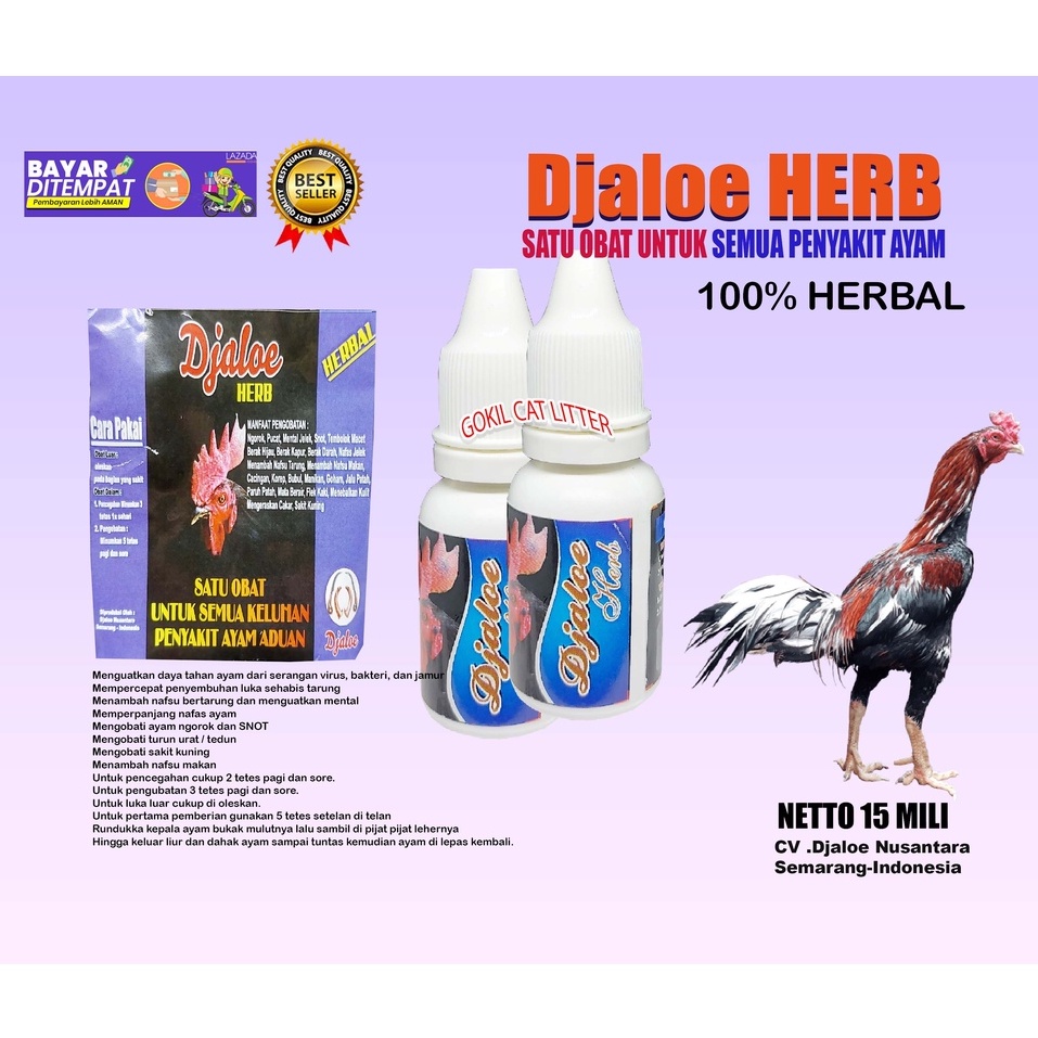 Djaloe Herbal Jalu Herbal Vitamin Doping Obat Semua Penyakit Ayam Unggas Bebek Burung Merpati Sakit