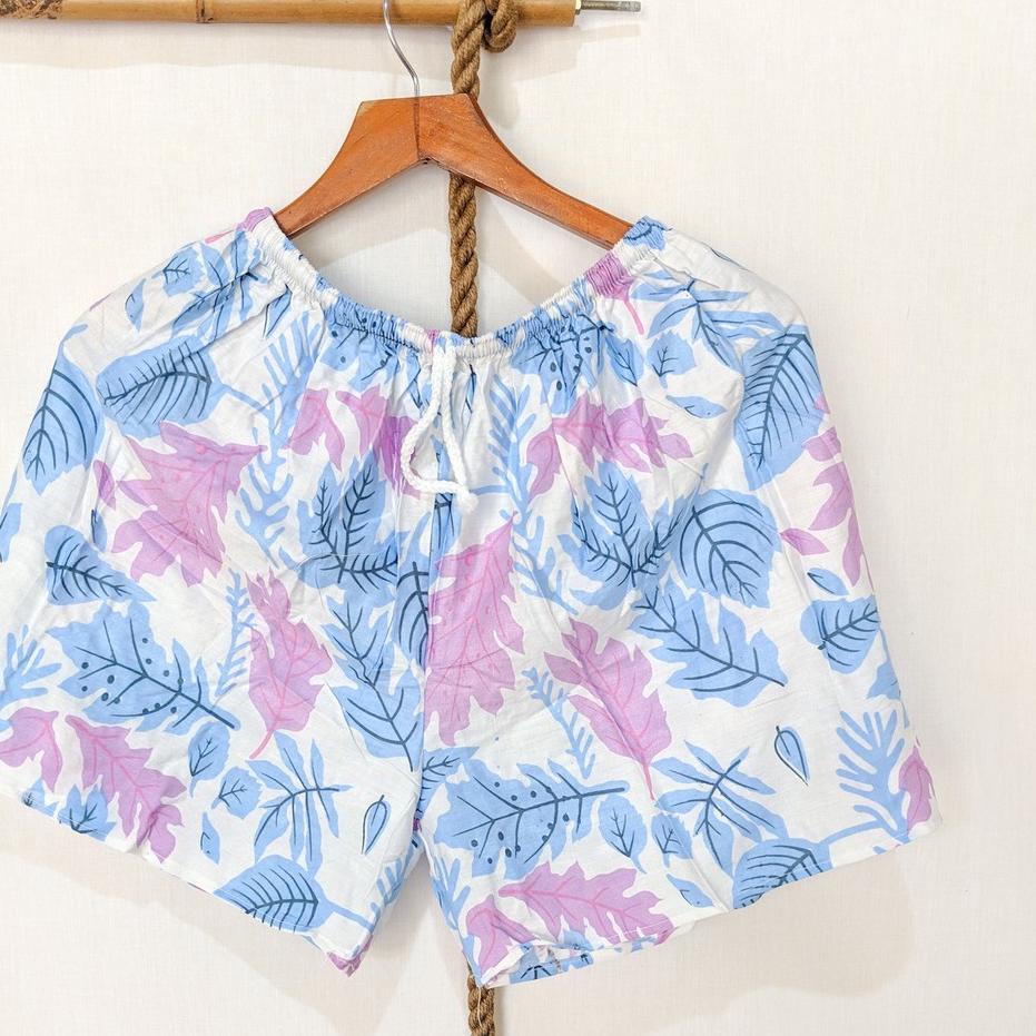 Stock New☄️ BLANZAIN - Celana Pendek Santai Wanita Hotpants Viral Kekinian Motif Daun Tiedye Shibori