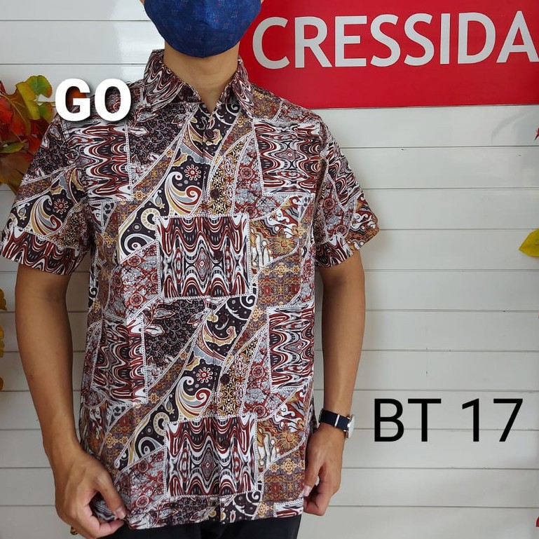 gos CRESSIDA KEMEJA BATIK Pakaian Pria Atasan Kemeja Hem Casual Reguler Original Lengan Pendek Bagus