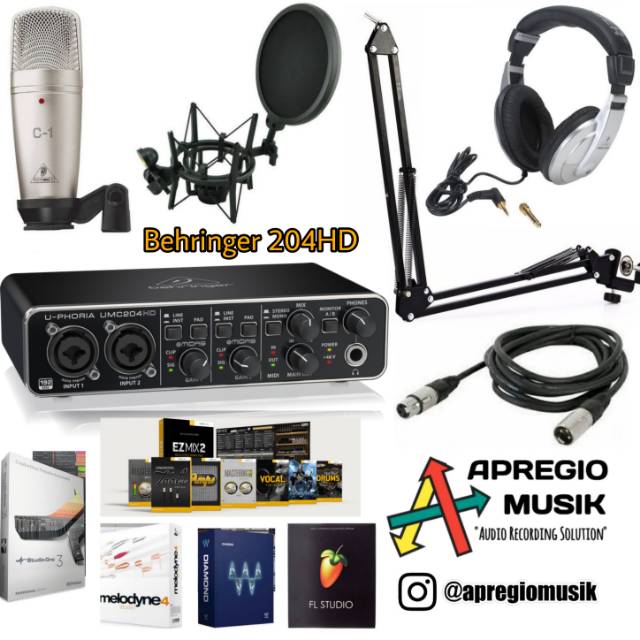 Paket Recording Behringer 204HD C1 HPM1000 SHOCKMOUNT Lengkap