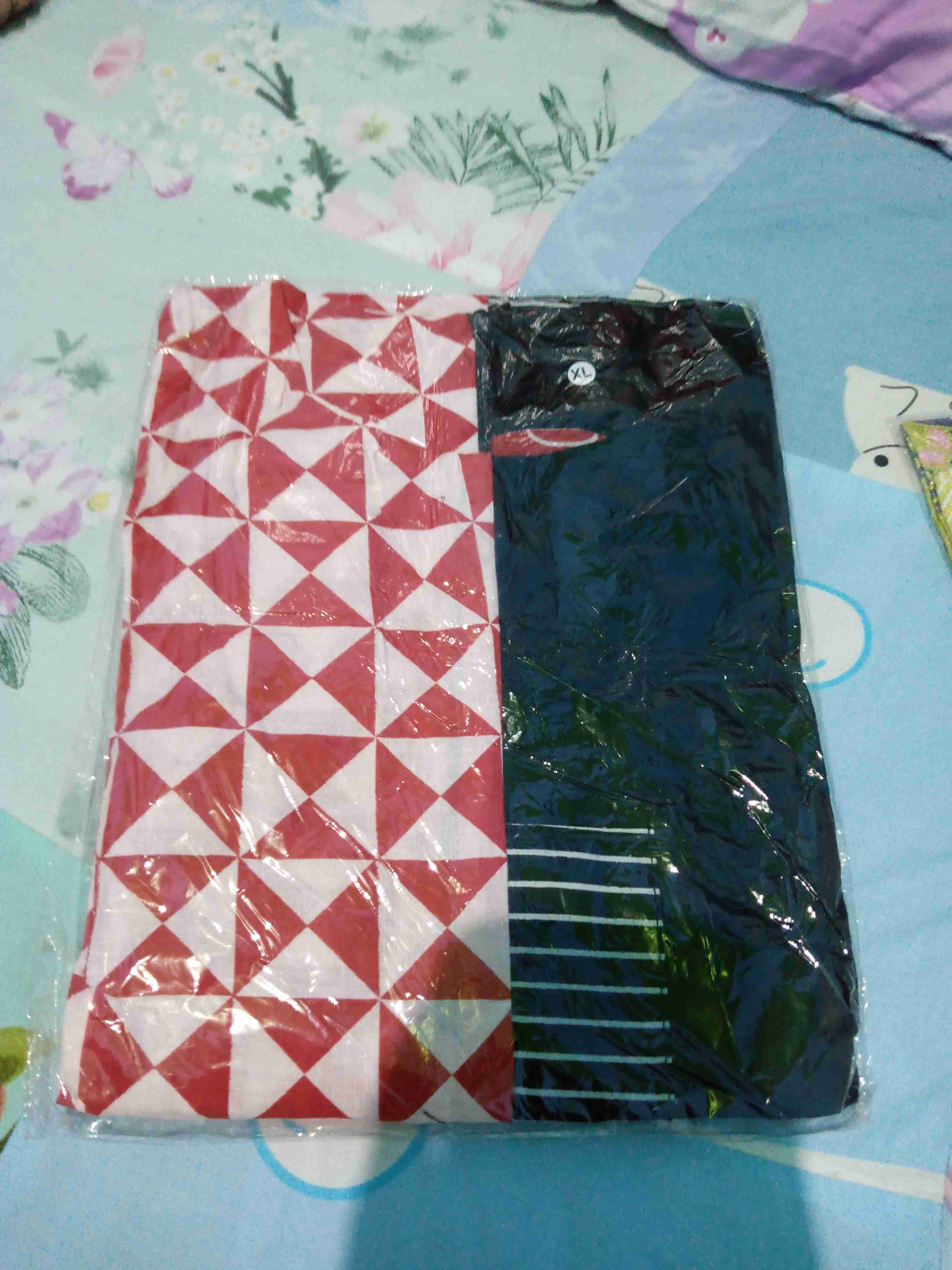 Tunik Nadine Batik Kombinasi Merah Midi Cantik Kekinian